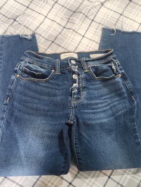 PacSun Women's High-Rise Button-Fly Jeans - Dark Blue Wash